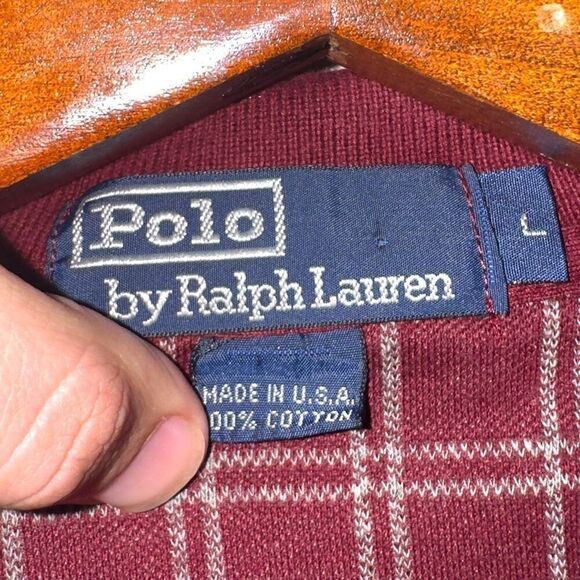 80s Polo Ralph Lauren Wine Red Made in USA L/S Polo Shirt Sz L - Picture 2 of 10